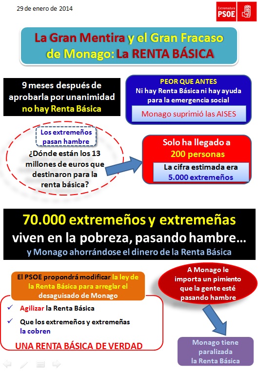 El PSOE propone unirse para reformar la Renta Básica