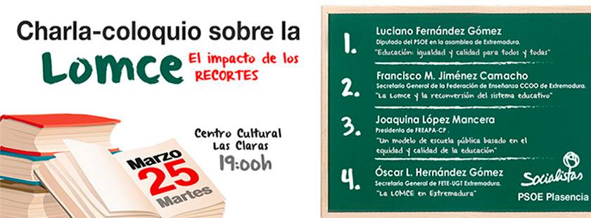Charla-coloquio en Plasencia: LOMCE y recortes