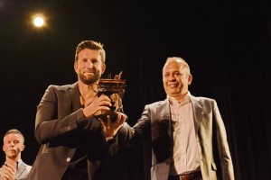 Santos Jorna junto a José Joaquin Moreno “El Cano” que ganó del tercer concurso nacional de Cantes de Trilla de Arroyo de la Luz