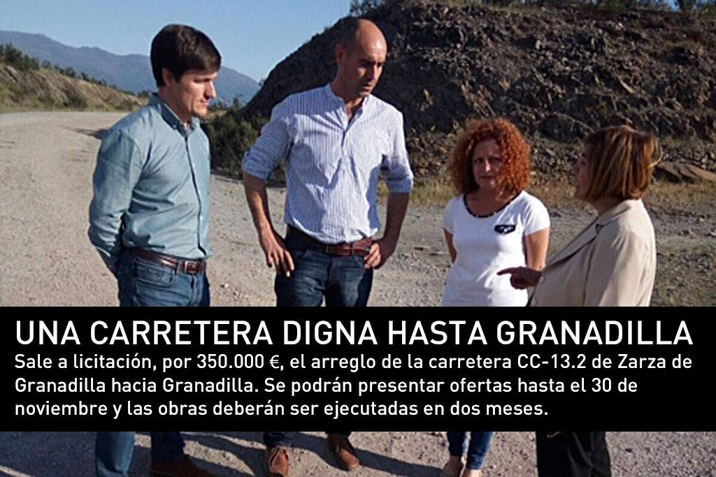 Sale a licitación, por 350.000 €, el arreglo de la carretera CC-13.2 de Zarza de Granadilla hacia Granadilla