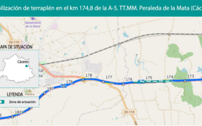 Mitma adjudica por 333.000 euros las obras de estabilización de un talud de la autovía A- 5 en Peraleda de la Mata