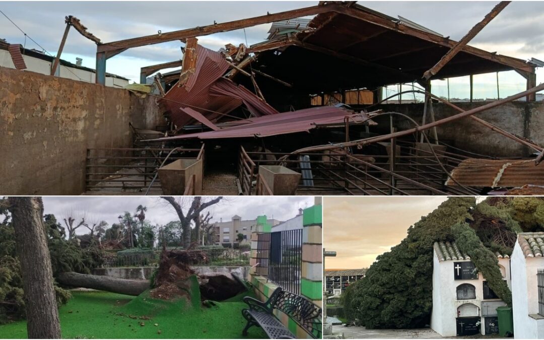 La visita de María a Guardiola a Brozas deja fotos, pero ninguna ayuda directa al municipio tras el temporal